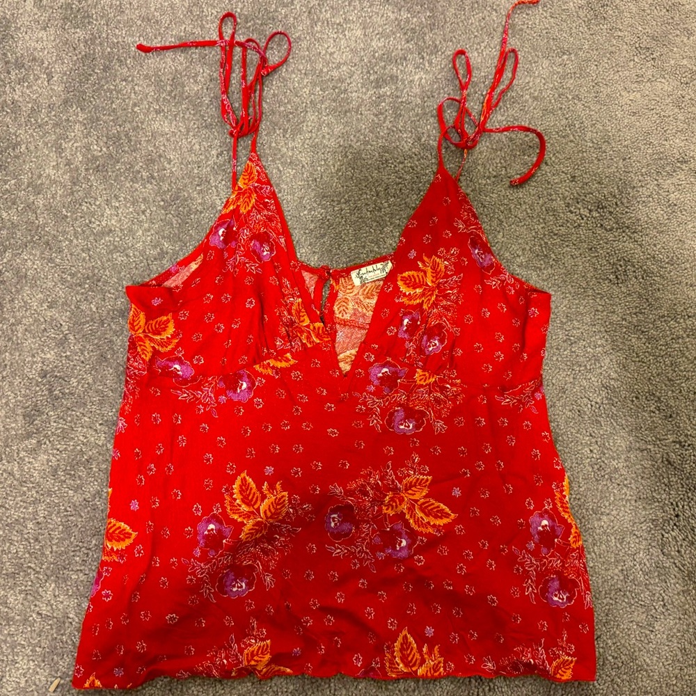Free People Tie Floral Top